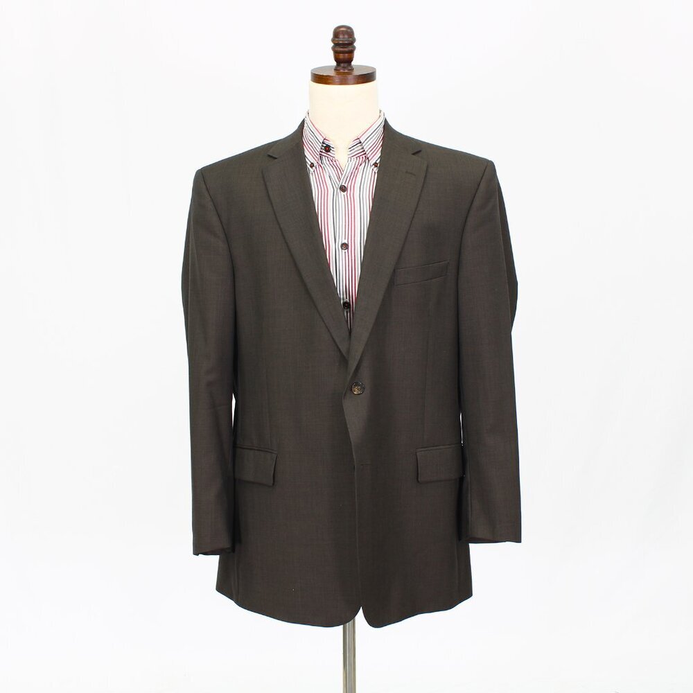 Jos. A. Bank 48L Brown Solid 2-Button Sport Coat Blazer Jacket P493